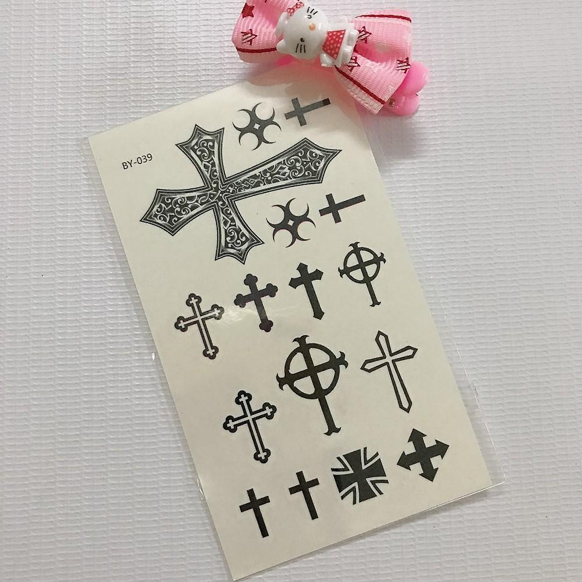 Hình xăm dán cao cấp tattoo hoa văn thánh giá 10x6cm- mua 5 tặng 1 ...