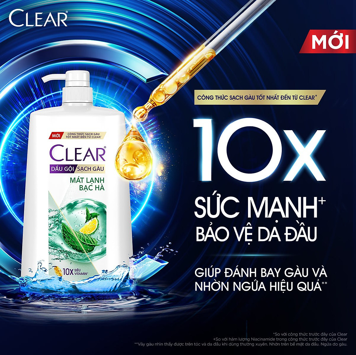Dầu Gội Clear Sạch Gàu Dầu Gội Sạch Gàu Mát Lạnh Bạc Hà 3X Sức Mạnh Đánh Bay Gàu, Ngứa, Vi Khuẩn 1.4kg