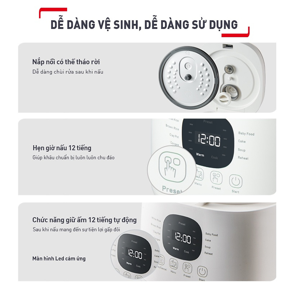 Nồi cơm điện tử Tefal Rice Mate Mini 0.7L RK515168 - Hàng chính hãng