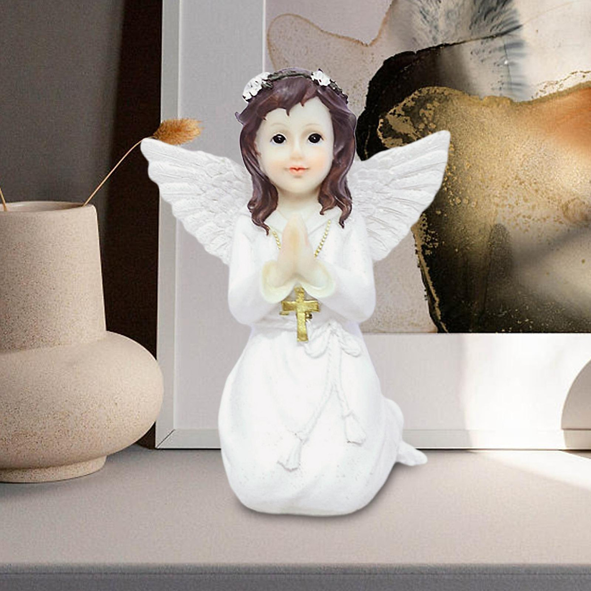 Toyvian Angel Ornaments Kids Top Hat Dashboard Decorations Cake Embellishment Prop Mini Figurine Jesus Statue Baby Ornament Home Decoration Resin Desk
