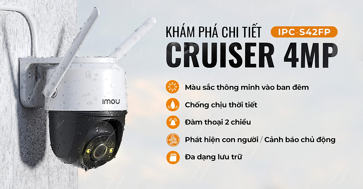 CAMERA WIFI IMOU NGOÀI TRỜI IPC-S42FP-IMOU 4MP 2K CÓ MÀU BAN ĐÊM - ĐÀM THOẠI 2 CHIỀU - HÀNG CHÍNH HÃNG