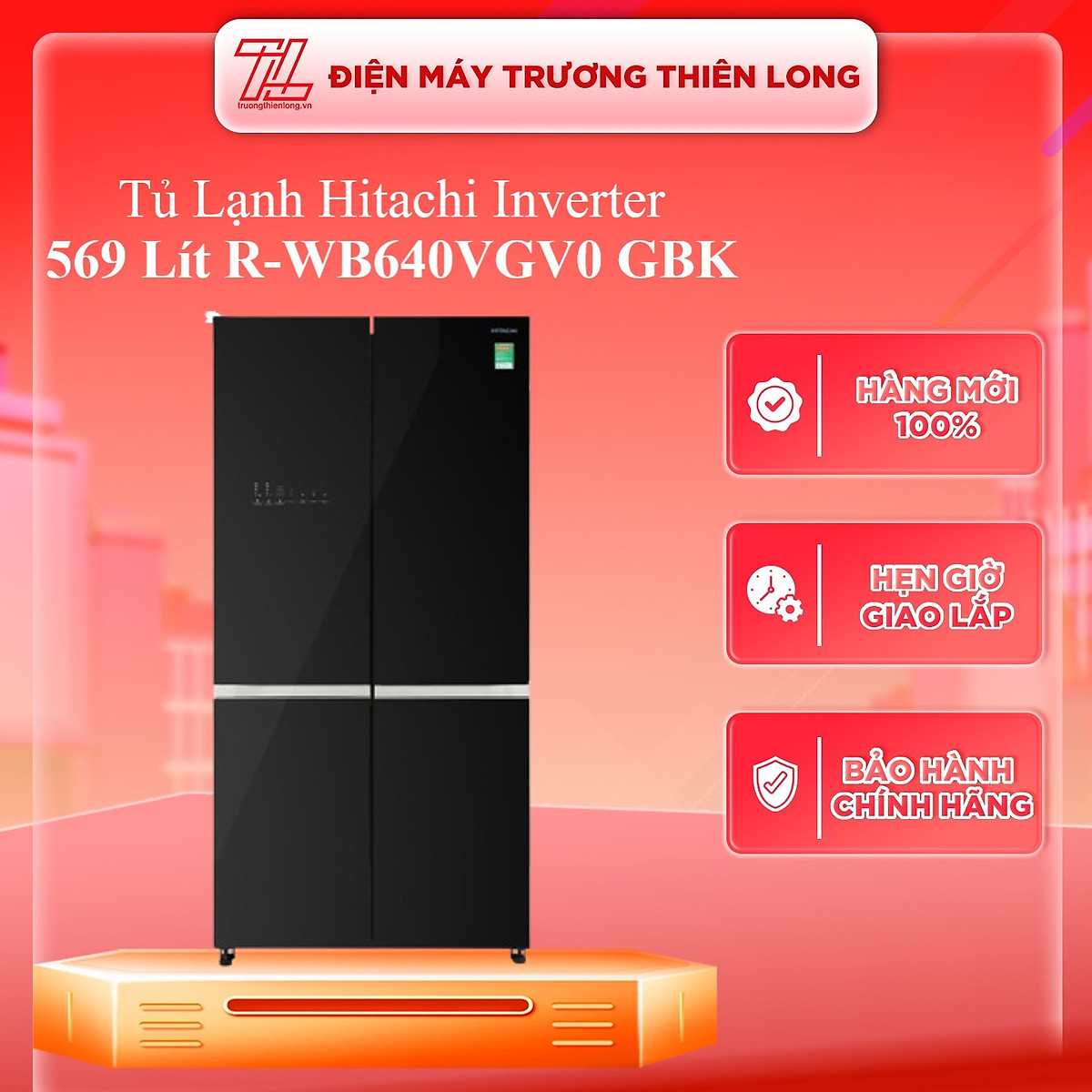 Tủ lạnh Hitachi Inverter 569 lít R-WB640VGV0 GBK