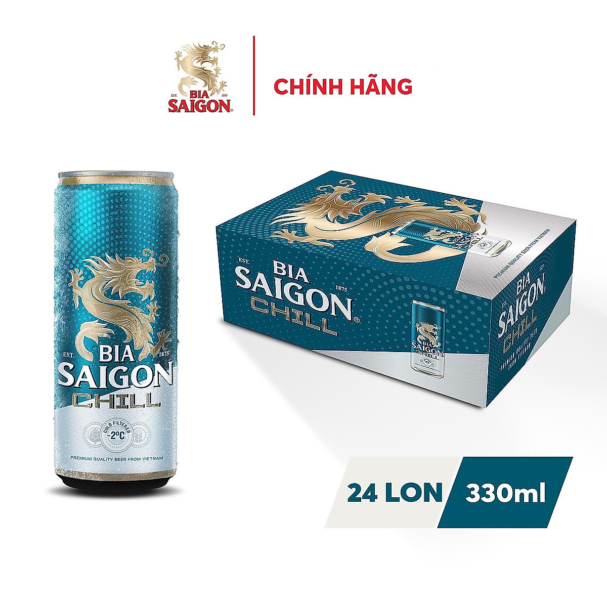 Thùng 24 Lon Bia Sài Gòn Chill 330ml