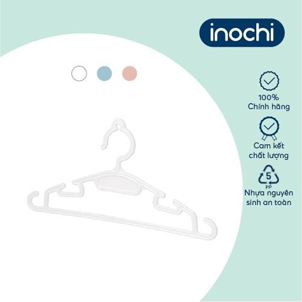 Móc áo mỏng trẻ em Inochi 185 màu Trắng ngọc/Hồng nhạt/Xanh nhạt