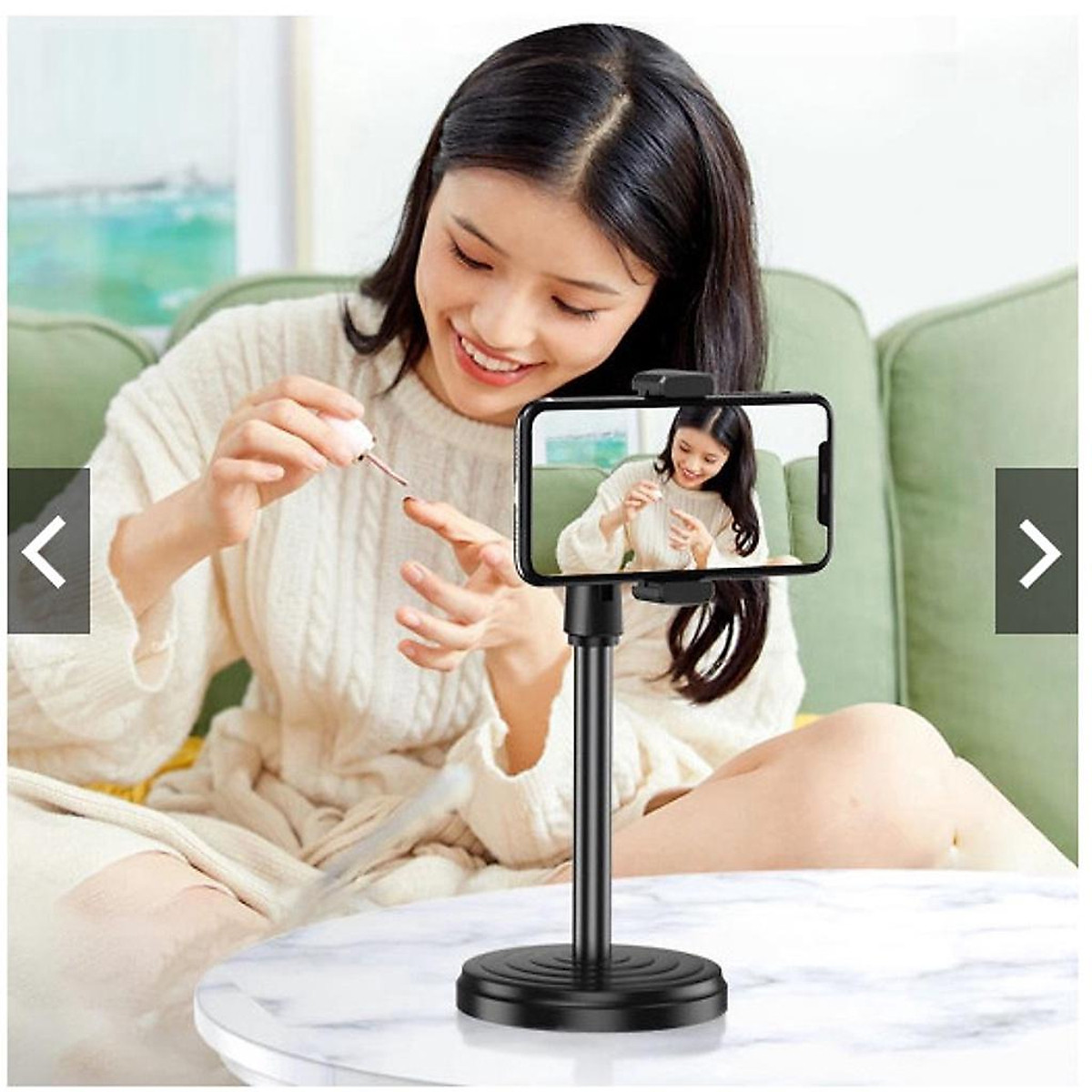 Giá đỡ điện thoại để bàn, chân đến để bàn dùng livestream, quay video, ghi hình xoay 360 độ - Hàng Chính hãng miDoctor