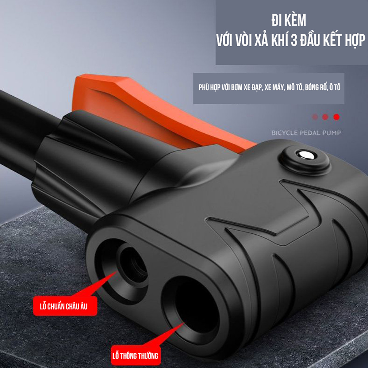 Bơm Đạp Chân 2 Nòng Xilanh 6 Bar 170 PSI Siêu Bơm Chất Lượng Cao Cho Xe Đạp, Xe Máy, Xe Ô tô, Xe Hơi Đa Năng Dễ Dàng Xếp Gọn Và Sử Dụng Tặng Kèm 3 Chốt Chân Lỗ Bơm Super Pump Mai Lee J055B