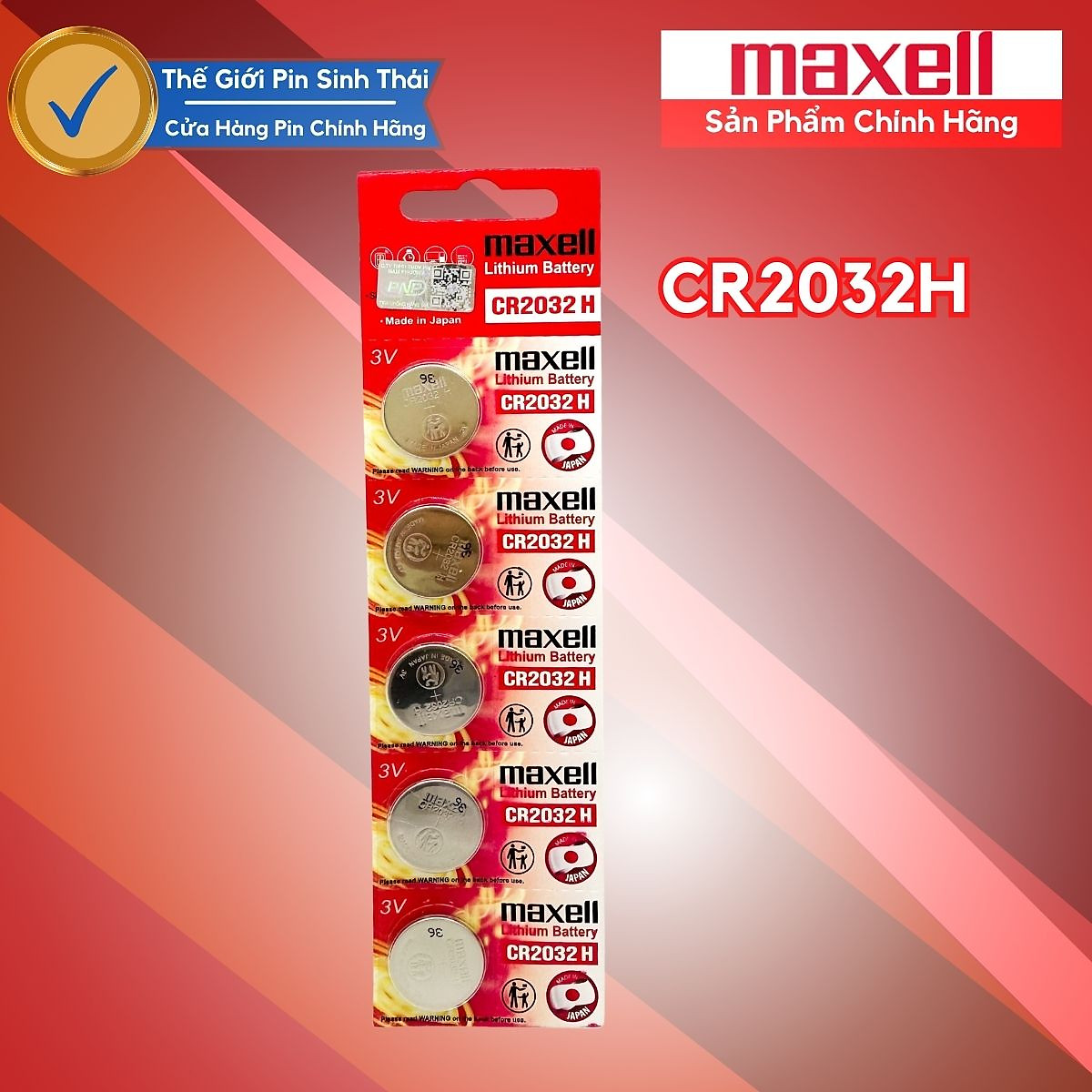Vỉ 5 Viên Pin CR2032 Maxell Lithium 3V Made in JAPAN - Hàng chính hãng