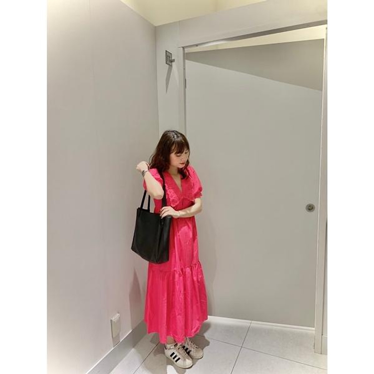 Váy baby doll,váy maxi cổ sen dáng dài