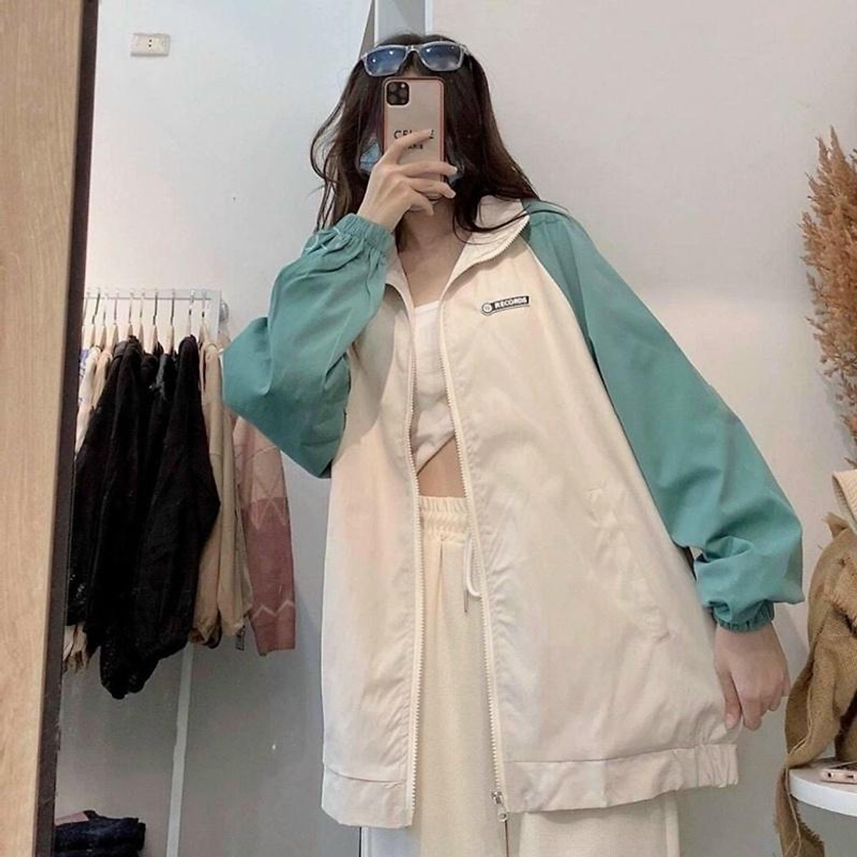 Mua Áo Khoác Bomber Nữ Nam Unisex Gió Jacket Dù 2 Lớp Cúc Bấm Form Rộng  Local Brand Ulzzang Phong Cách Hàn Quốc Đep Records - Be - Xanh  Jade,Xl(64-73Kg,1M65-1M80 Tại Thoitrangtp |