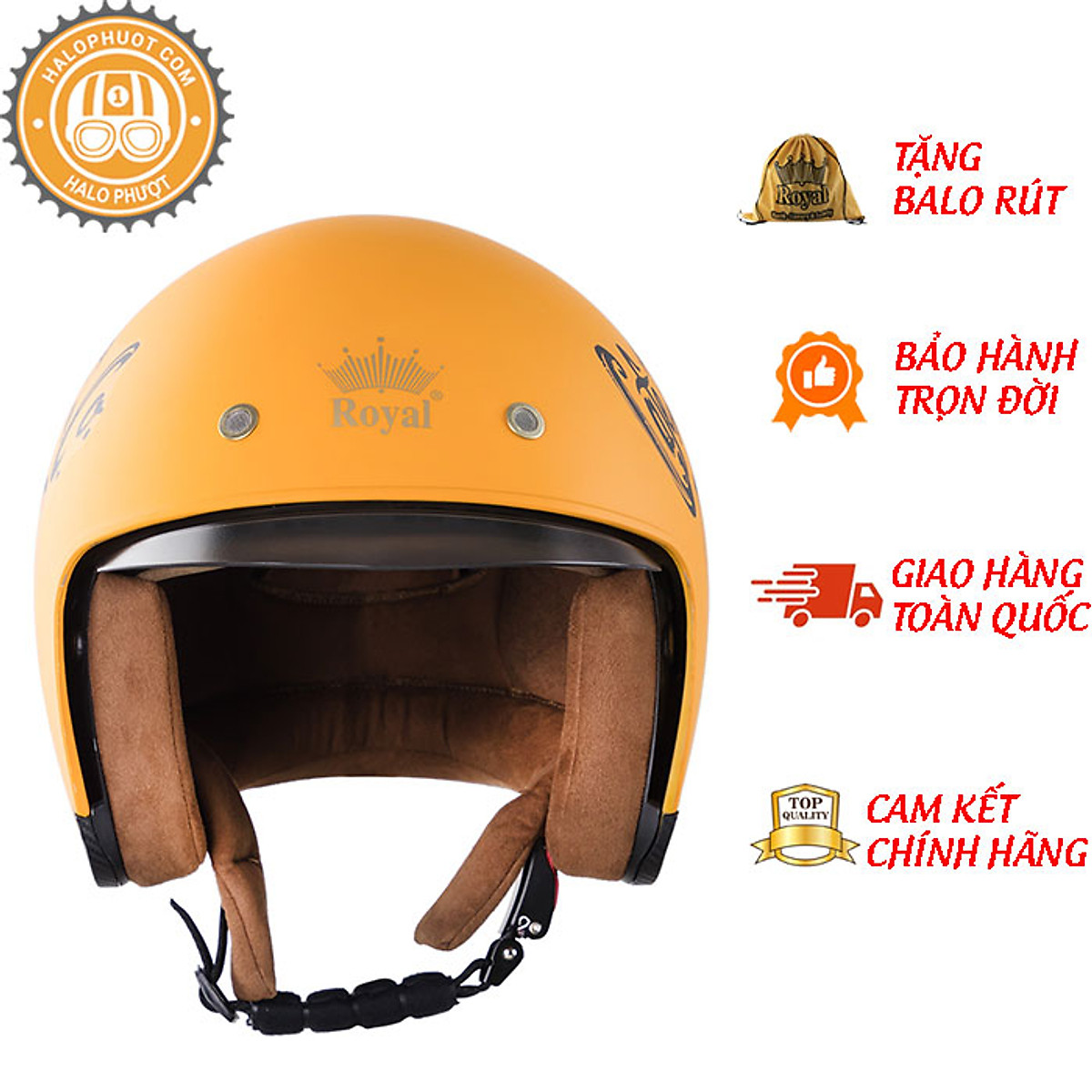 Nón bảo hiểm 3/4 ROYAL M139 có kính âm V7 NHÁM