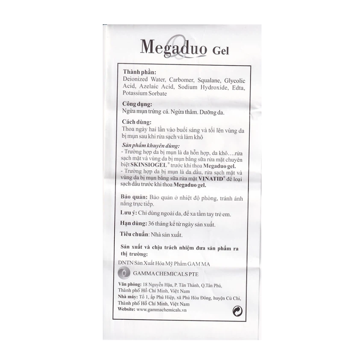 Megaduo Gel 15g - Giảm Mụn Trứng Cá, Ngừa Thâm, Mờ Sẹo, Dưỡng Da - Gam ma