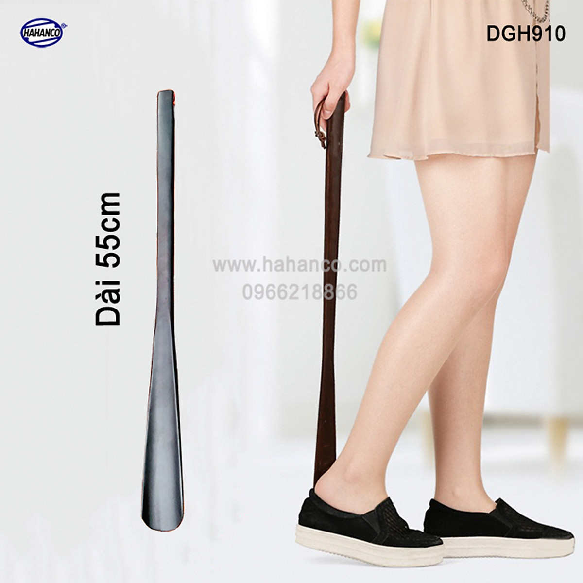 Đón gót giày dài 55cm gỗ Chiu Liu nguyên khối sơn mài VIP - DGH910 - Đón giày mọi tư thế cho Nam & Nữ