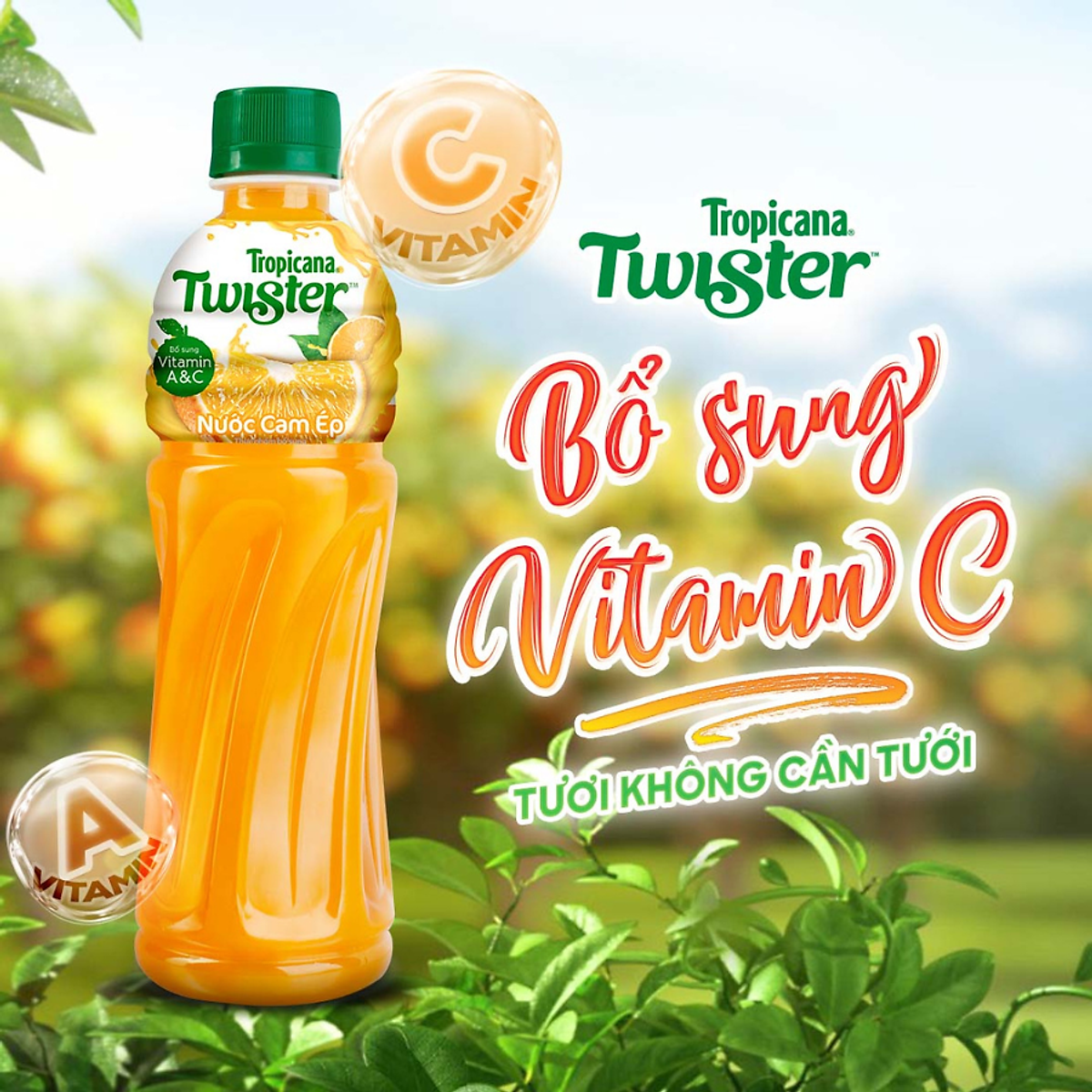 Thùng 24 Chai Nước Trái Cây Twister Cam (450ml/Chai)