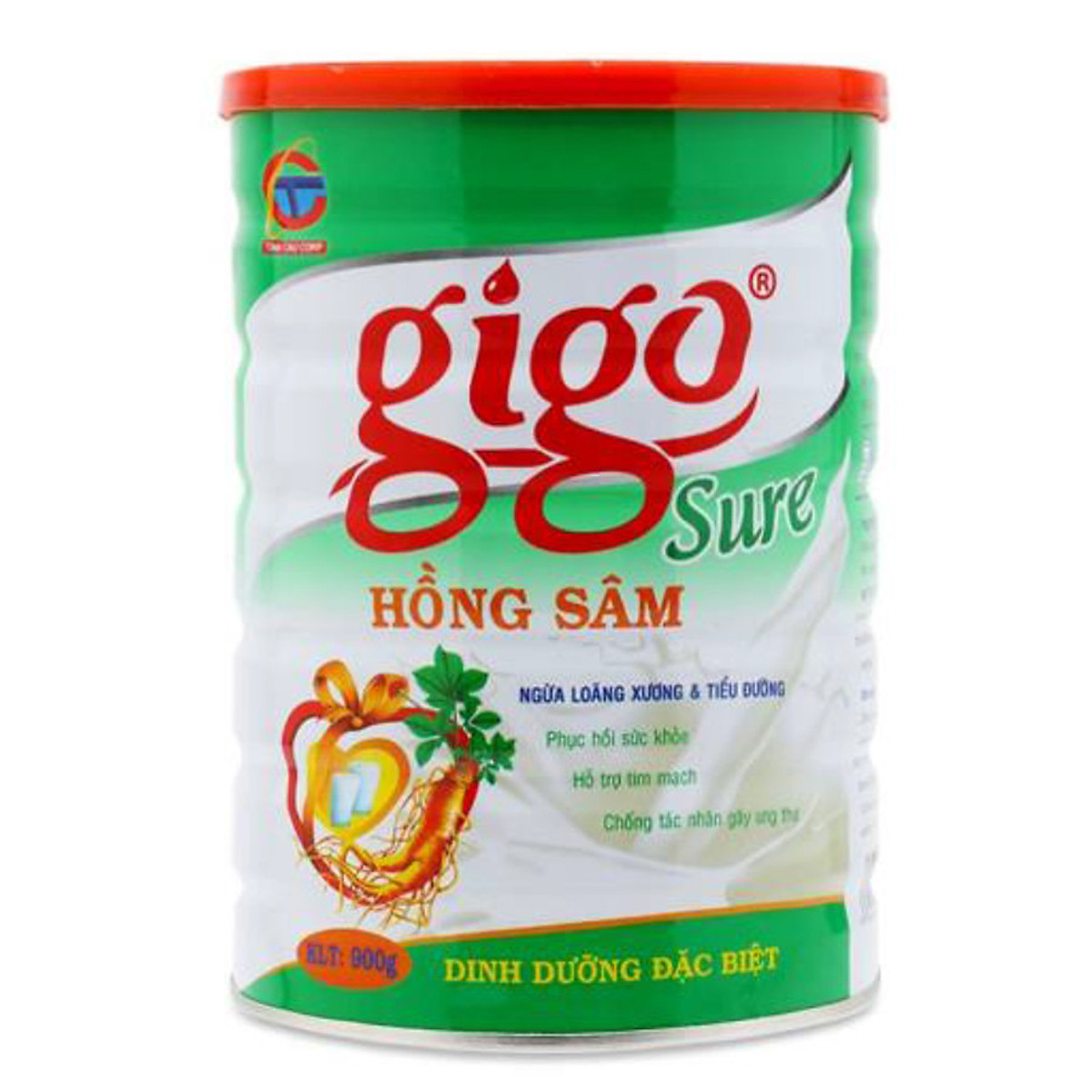 Sữa Bột Gigo Sure Hồng Sâm 900g - ngừa loãng xương, xơ vữa động mạch và tiểu đường (JISENG)