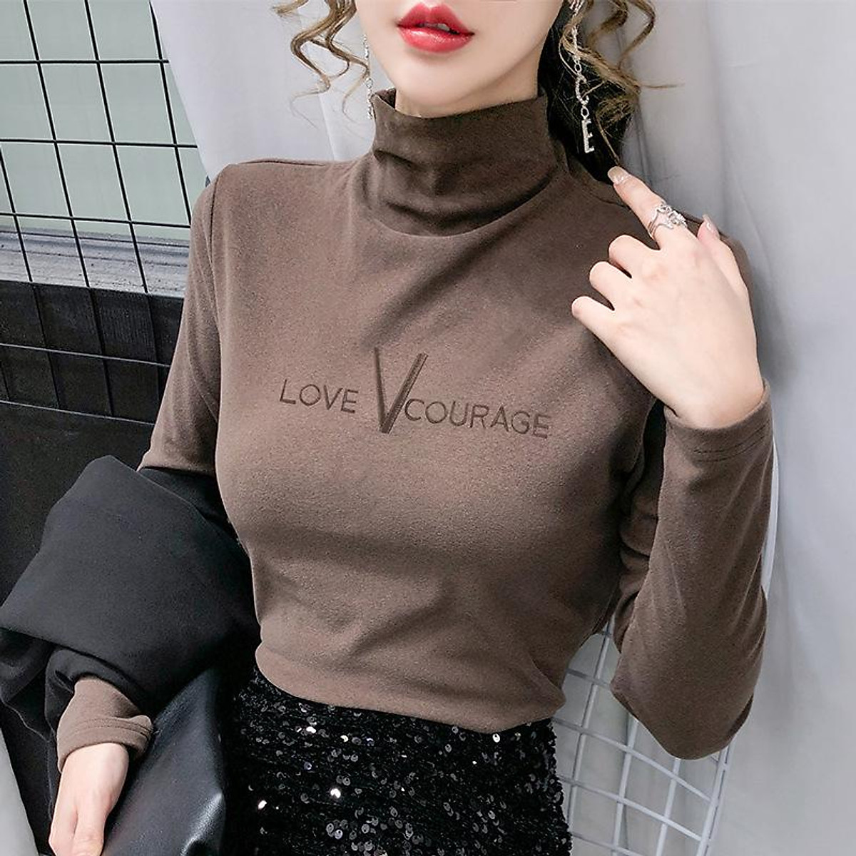 2023 cô gái sexy váy Áo mặc trong cổ cao mẫu mới thu đông Dongdaemun Hàn #30 2023 cô gái sexy váy Áo mặc trong cổ cao mẫu mới thu đông Dongdaemun Hàn