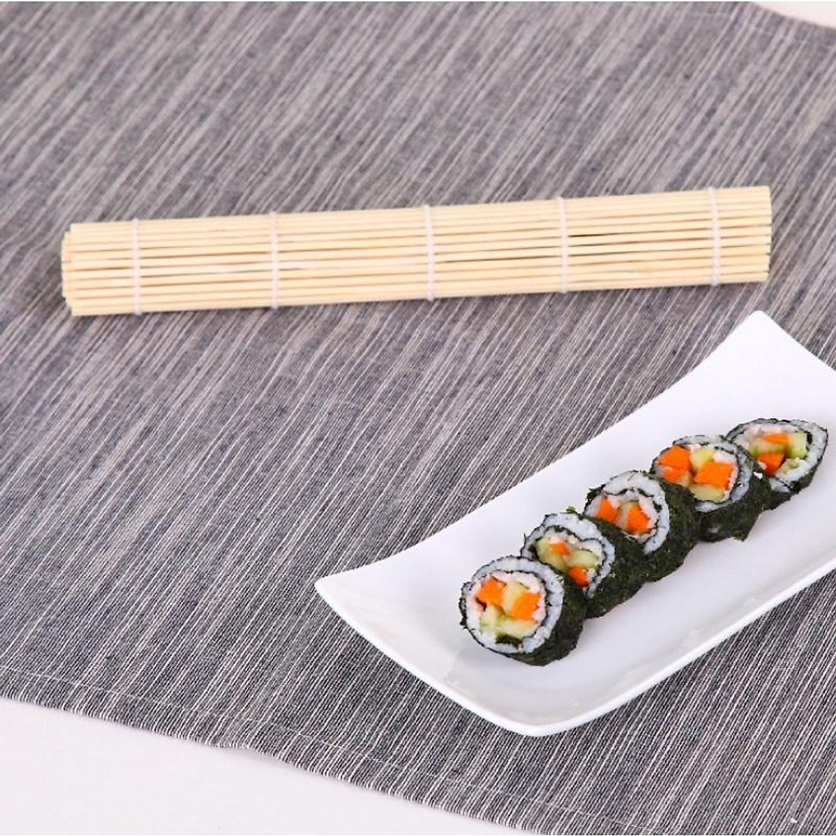 Dụng cụ làm cơm cuộn sushi bằng gỗ - Mành tre cuộn cơm rong biển ...