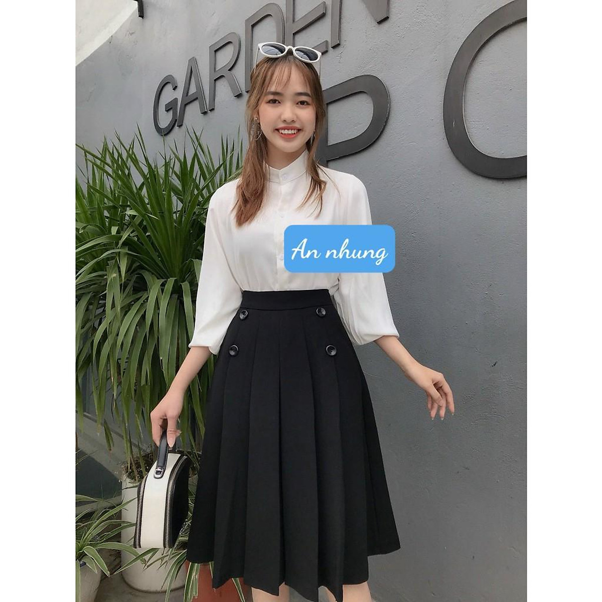 chân váy xòe xếp ly  VN677  TRẮNG  thoitrangxitincom