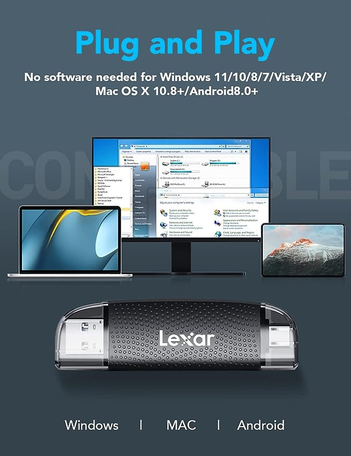 Lexar Flashdrive Rw310 Đầu đọc thẻ nhớ Lexar RW310 Dual-Slot SD / MicroSD USB 3.2 Type-C và ...