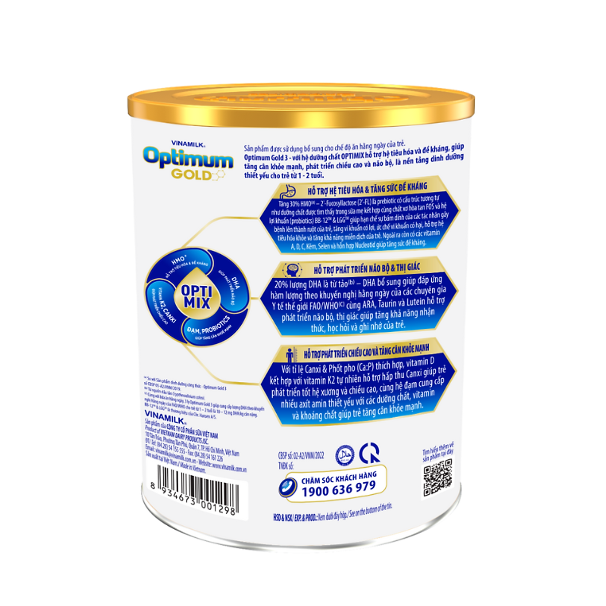 Sữa bột Vinamilk Optimum Gold Step 3 Hộp Thiếc 1450g
