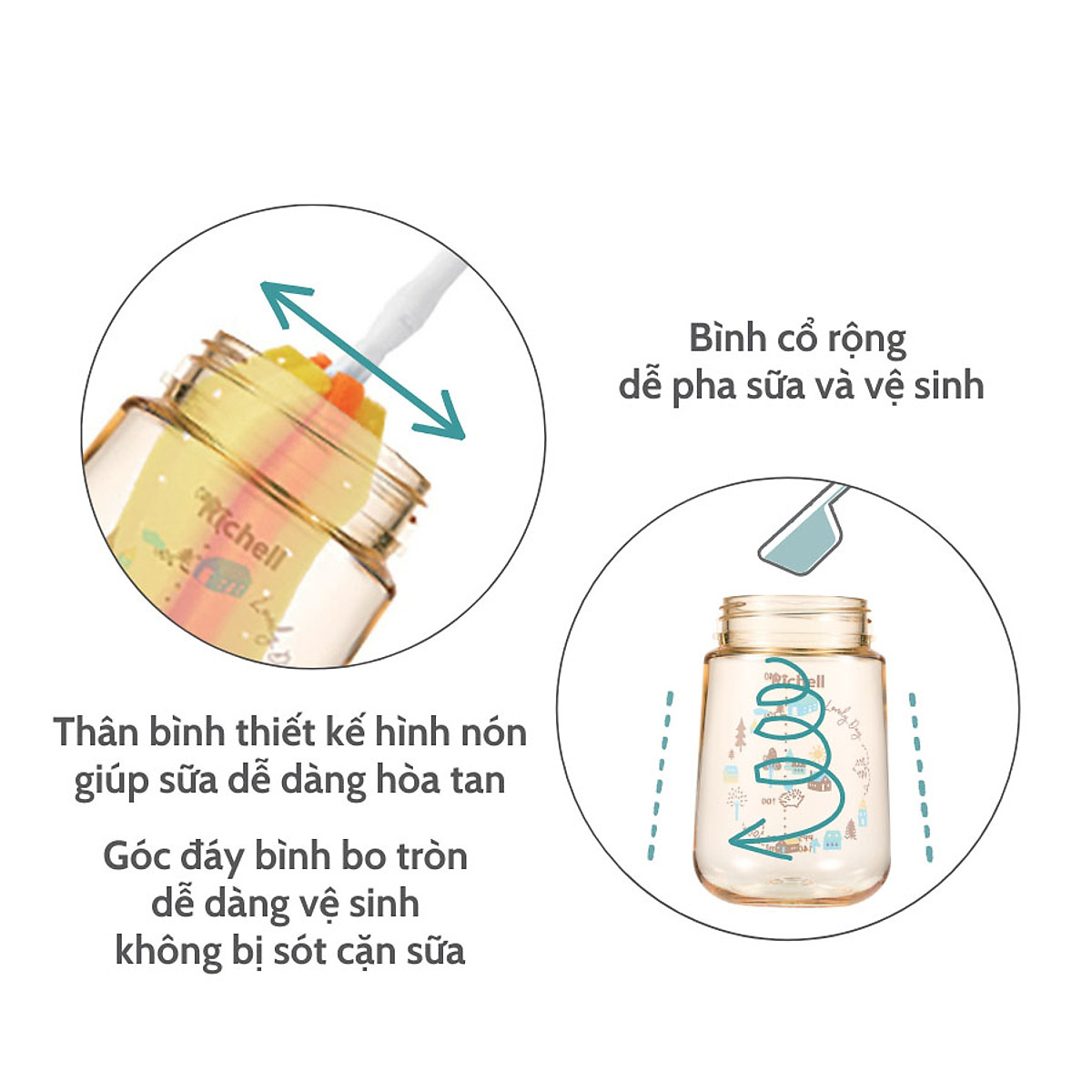 Bình sữa thủy tinh Hanaemi Richell 160ml/240ml