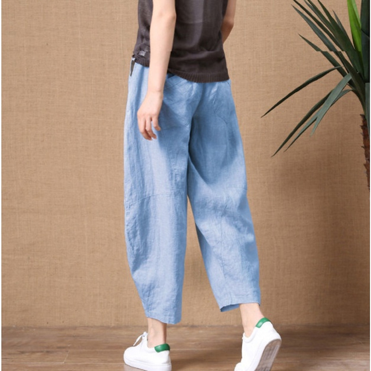 Quần ống rộng, chất liệu Linen, quần kiểu nữ form rộng rãi, thoải mái NeSa Shop QKH.39