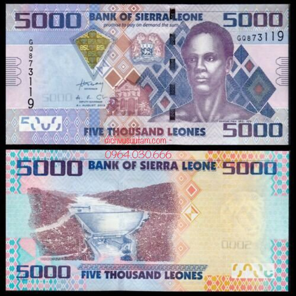 Tiền Cộng hòa Sierra Leone 5000 leones sưu tầm - Vật phẩm phong thủy khác