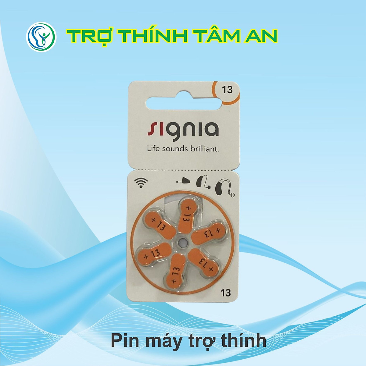 Pin 13 - Pin trợ thính Signia, hàng chính hãng, dùng cho máy trợ thính ngoắc sau tai công suất P, Pure 13, ITE 13