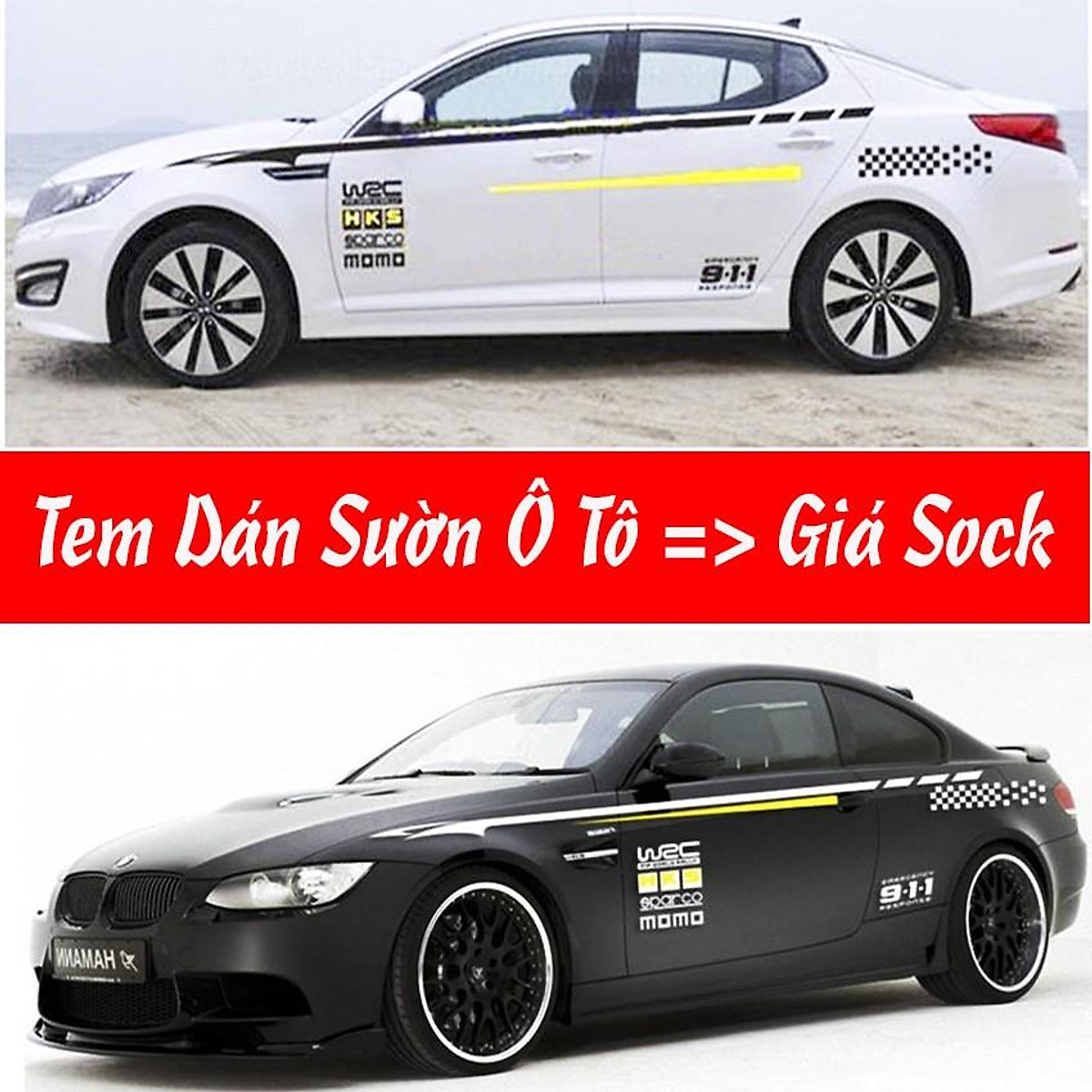 Mua Tem Xe Oto, Decal Dán Xe Ô Tô, Trang Trí Xe Hơi, Tem Dán Sườn Ô Tô Thể  Thao