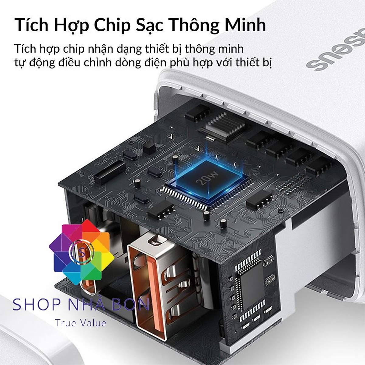 Cốc sạc nhanh Baseus Dual Quick Charger 20W - Hàng chính hãng