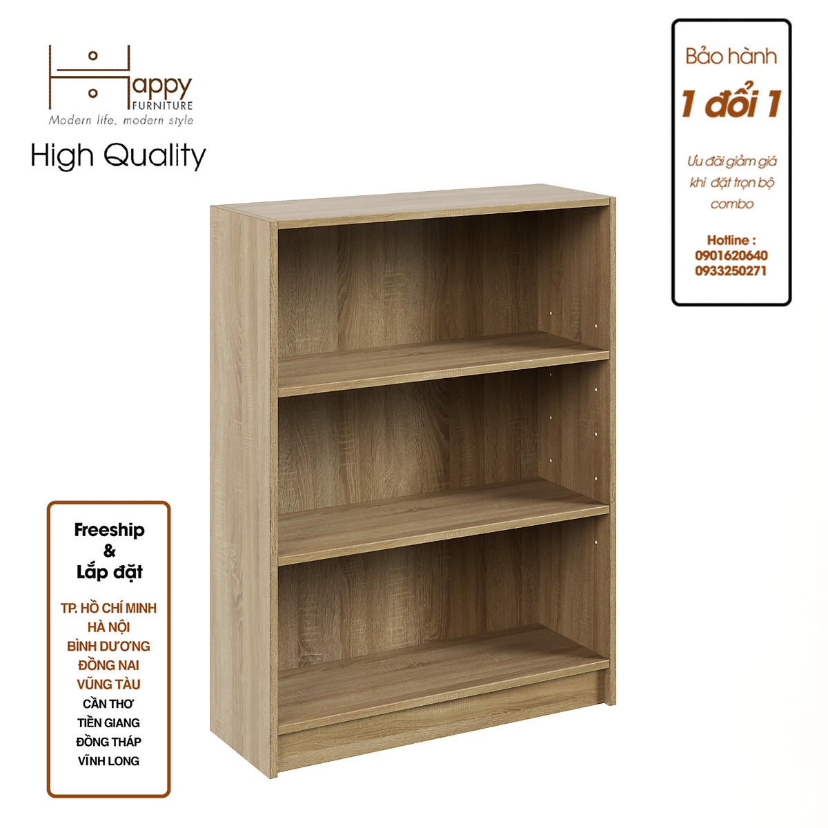 Happy Home Furniture] CATY, kệ sách 3 tầng, 80cm x 28cm x 106cm ...