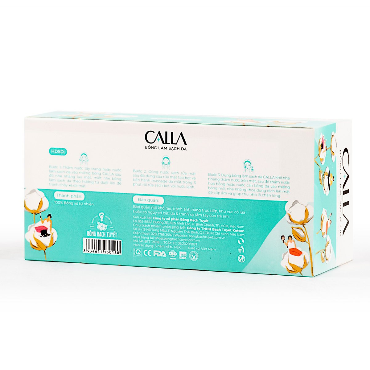 Bông tẩy trang Bạch Tuyết Calla (80 miếng/hộp)