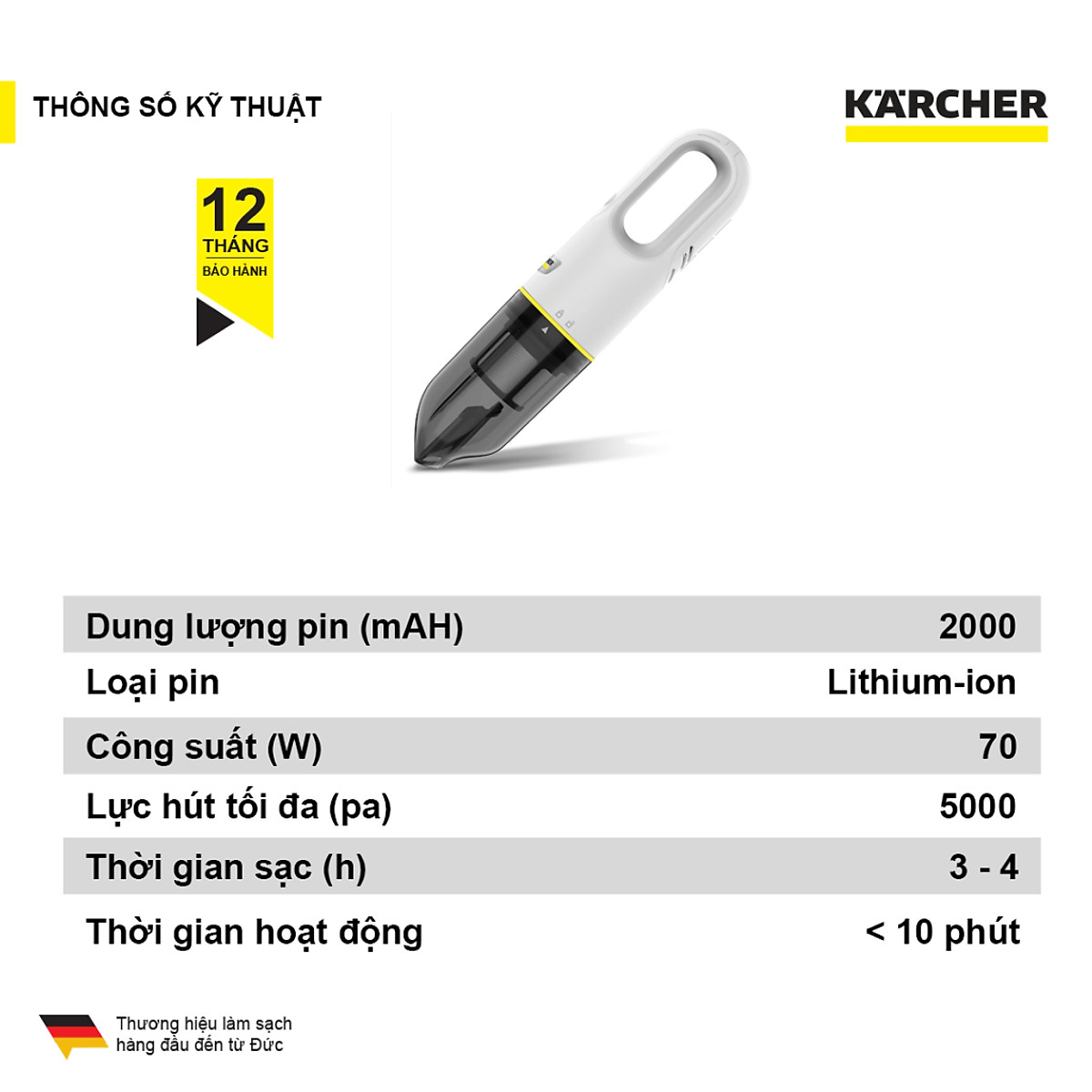 Máy hút bụi cầm tay Karcher VCH 2