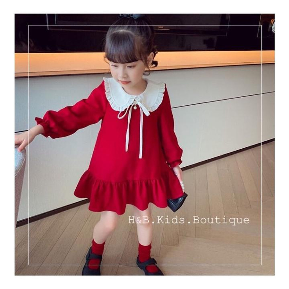 Váy nhung đỏ dài tay cho bé gái kèm mũ  Hismart Fashion  Thời trang cho  bé