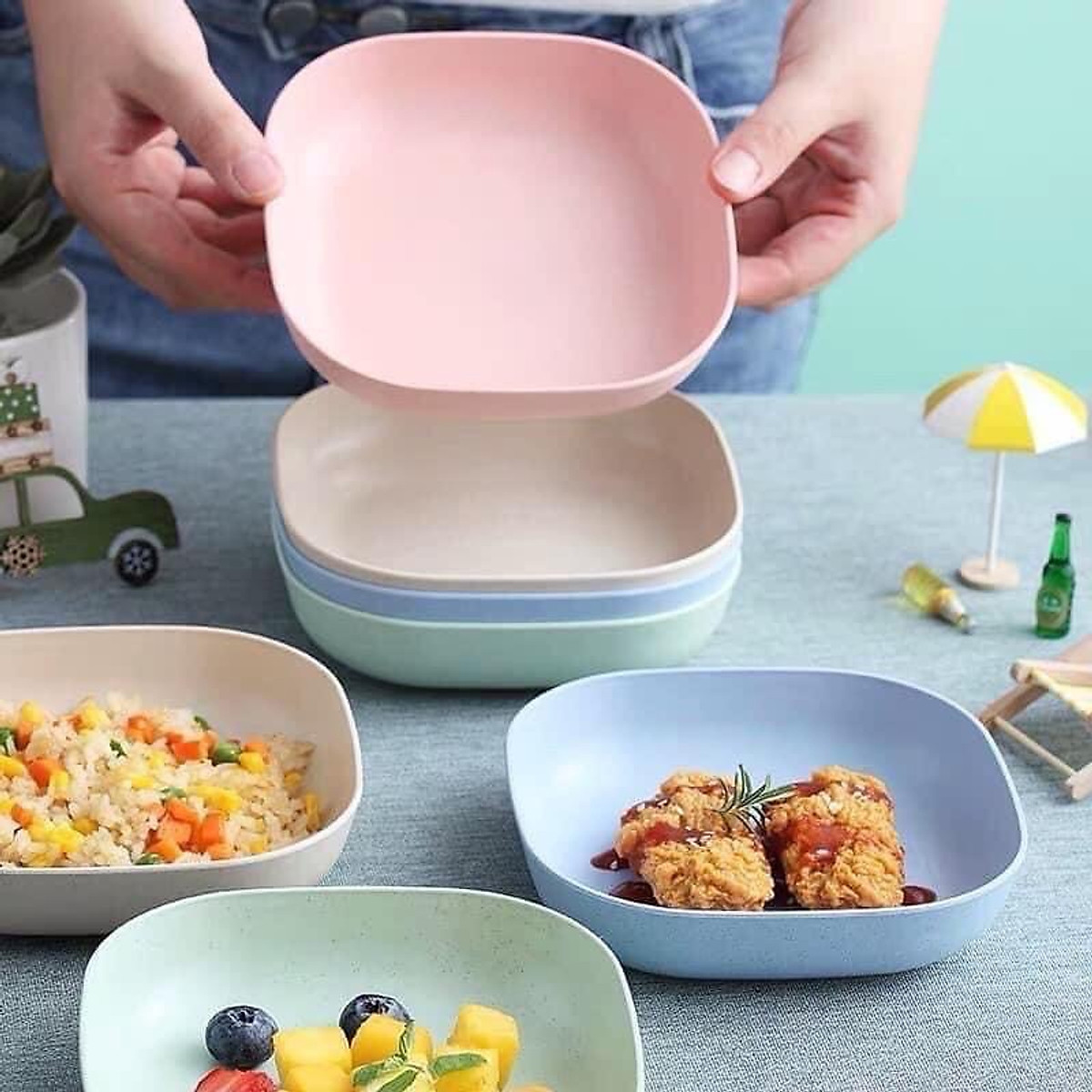 Set 8 chiếc đĩa lúa mạch mẫu mới tone màu pastel / Combo đĩa 8 ...