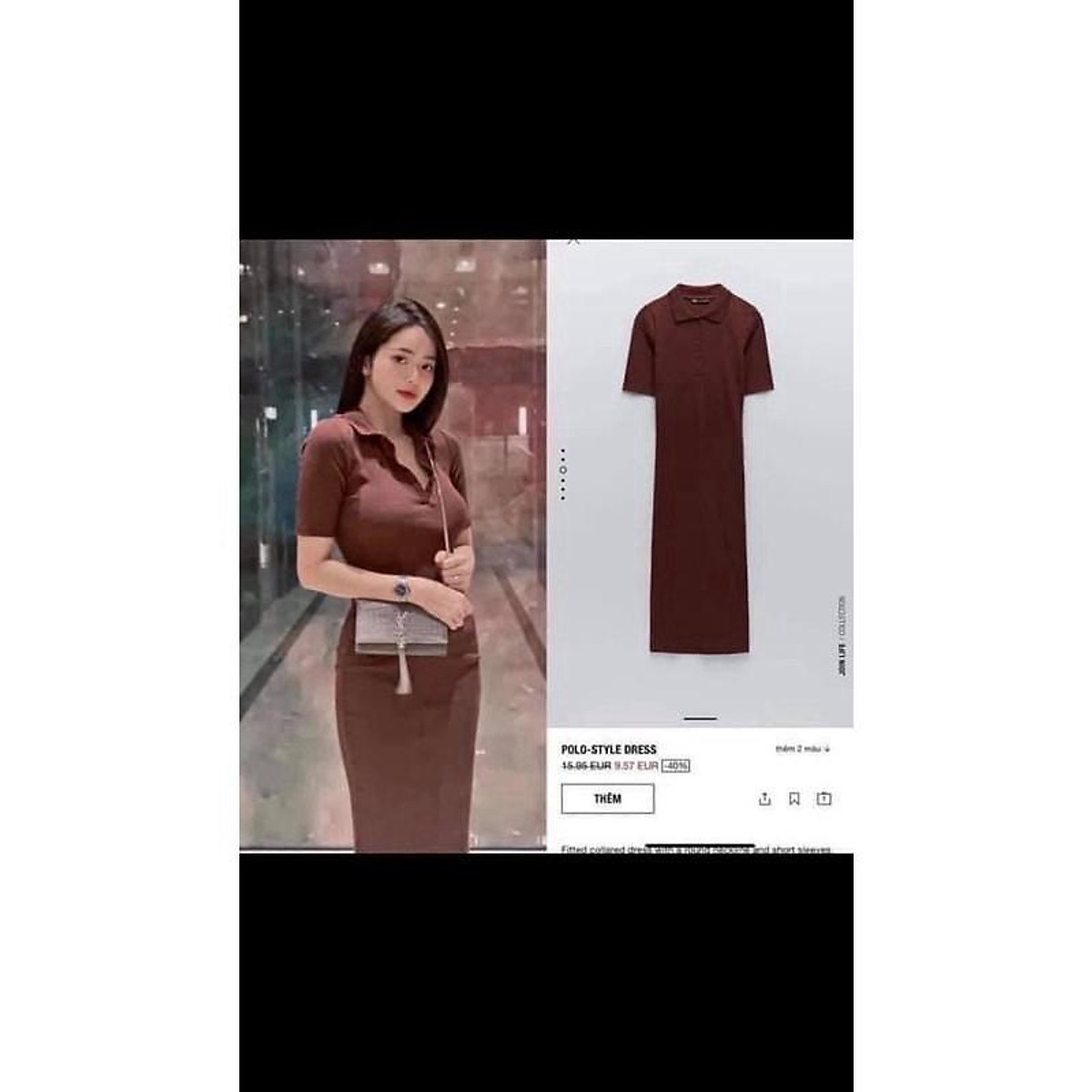 BÁN SỈ- VÁY MIDI TAY LỠ CỔ ĐỨC KHUY CÀI