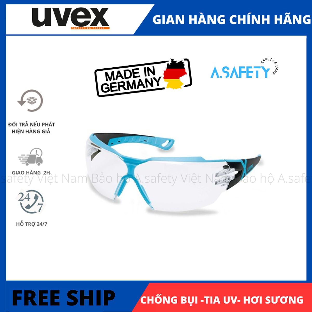 Kính bảo hộ UVEX chống bụi, chống hơi nước, chống tia UV, mắt kính thể thao, thời trang