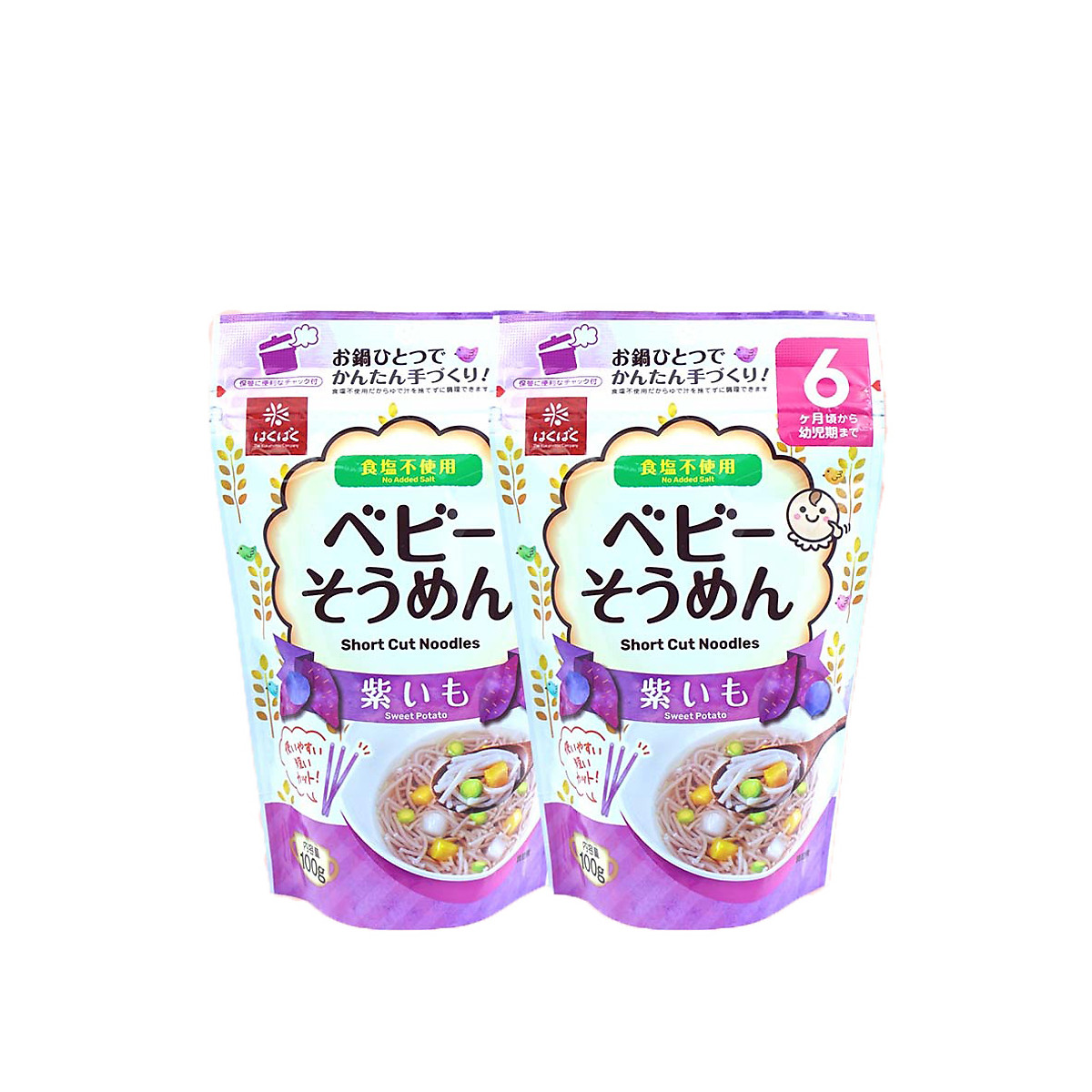 Combo 2 Mì ăn dặm Hakubaku Baby Somen dành cho trẻ từ 6 tháng tuổi