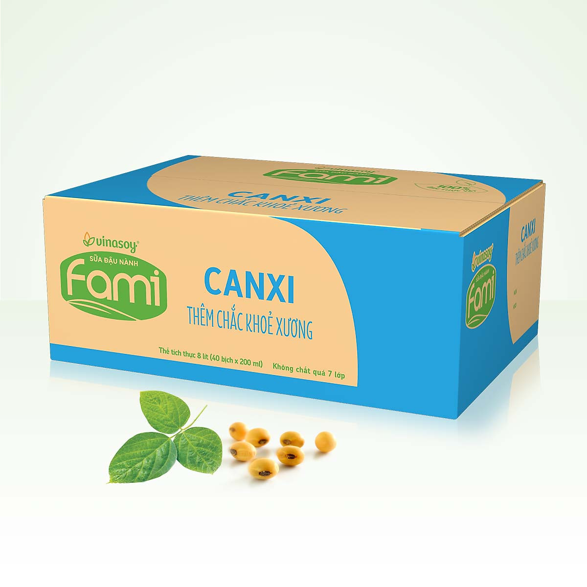 Thùng Sữa Đậu Nành Fami Canxi Nguyên vị (200ml x 40 Bịch)