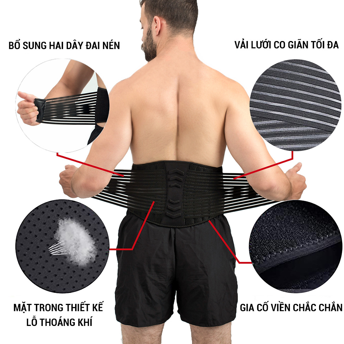 Đai lưng tập gym,đai bảo vệ cột sống chống đau lưng 2 dây nén GoodFit GF722WS