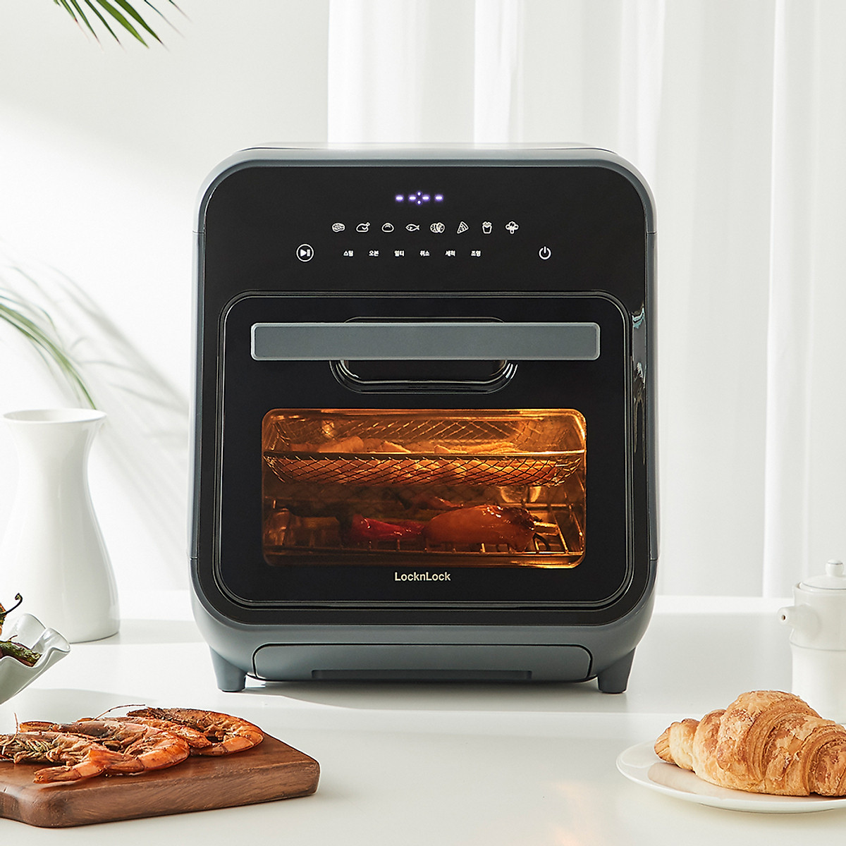 Lò nướng chân không kết hợp chức năng hấp Lock&Lock EJF693GRY Steam Air Fryer Oven (12.5 Lít) - Hàng chính hãng