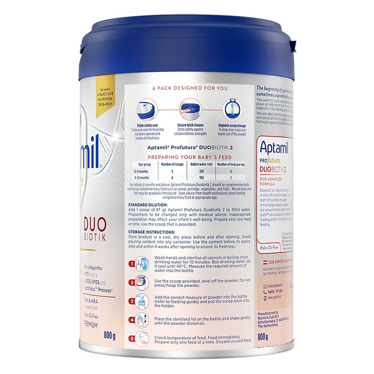 Sản phẩm dinh dưỡng công thức Aptamil Profutura Duobiotik 2 (Dành cho trẻ từ 6 - 36 tháng tuổi) 800g