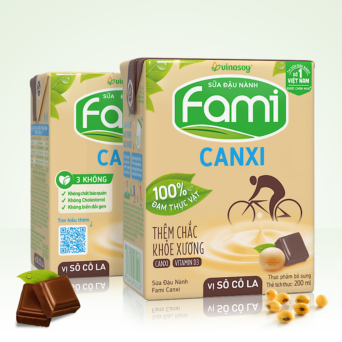 Thùng sữa đậu nành Fami Canxi Vị sô cô la hộp (200ml x 36 hộp)
