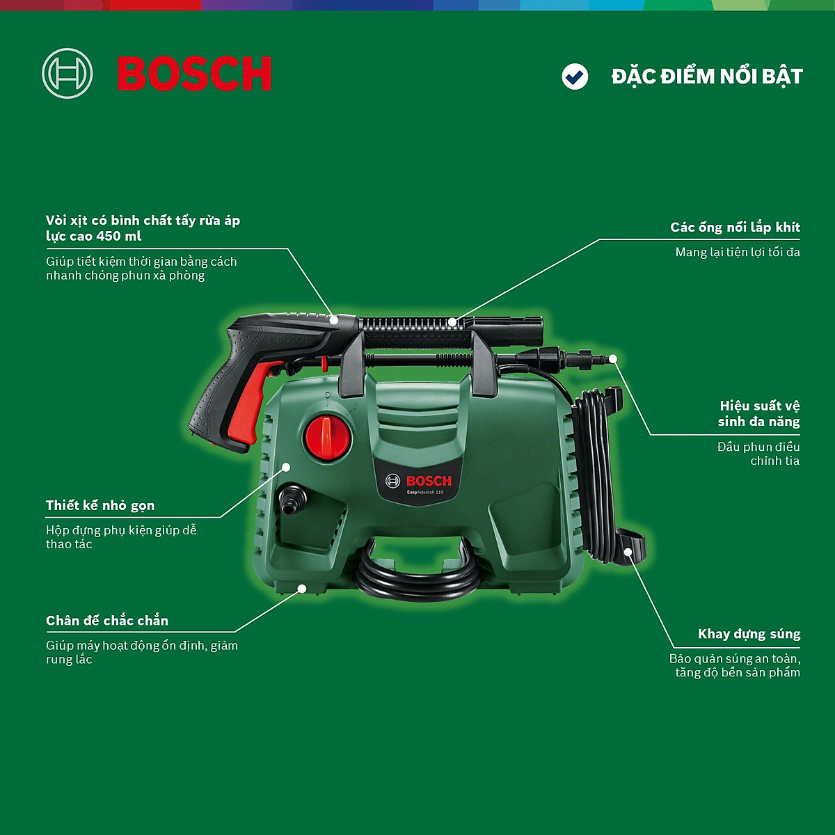 Máy Phun Xịt Rửa Áp Lực Cao Bosch Easyaquatak 110 1300W 06008A7FK0