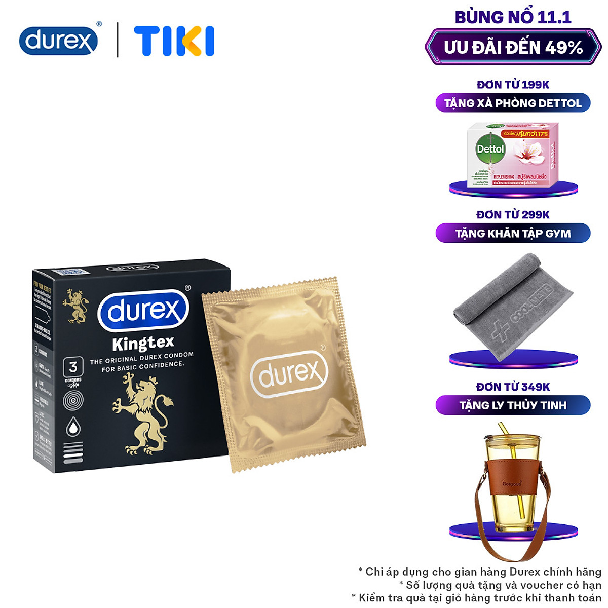 Bao cao su Durex Kingtex 3 bao