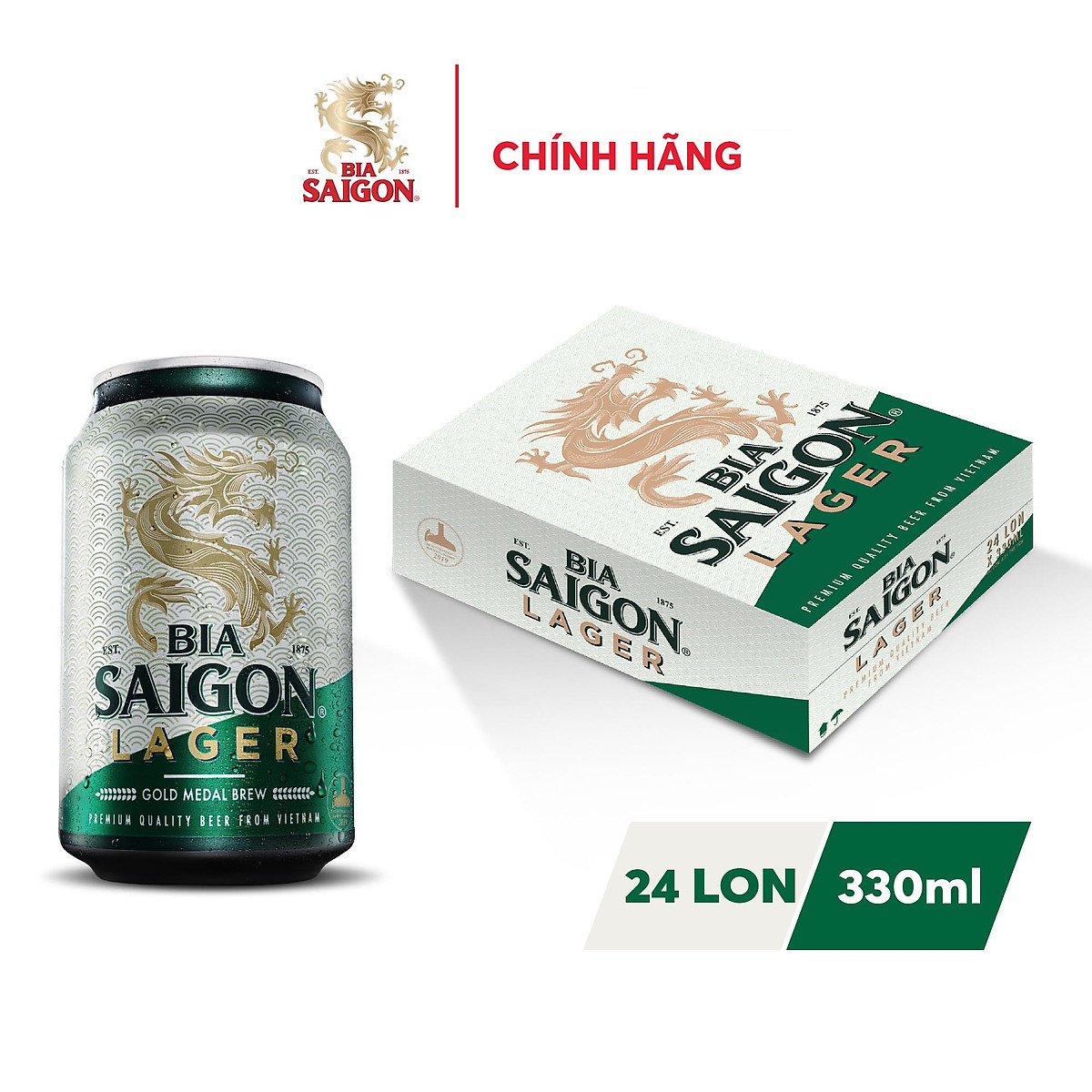 Thùng 24 Lon Bia Sài Gòn Lager 330ml