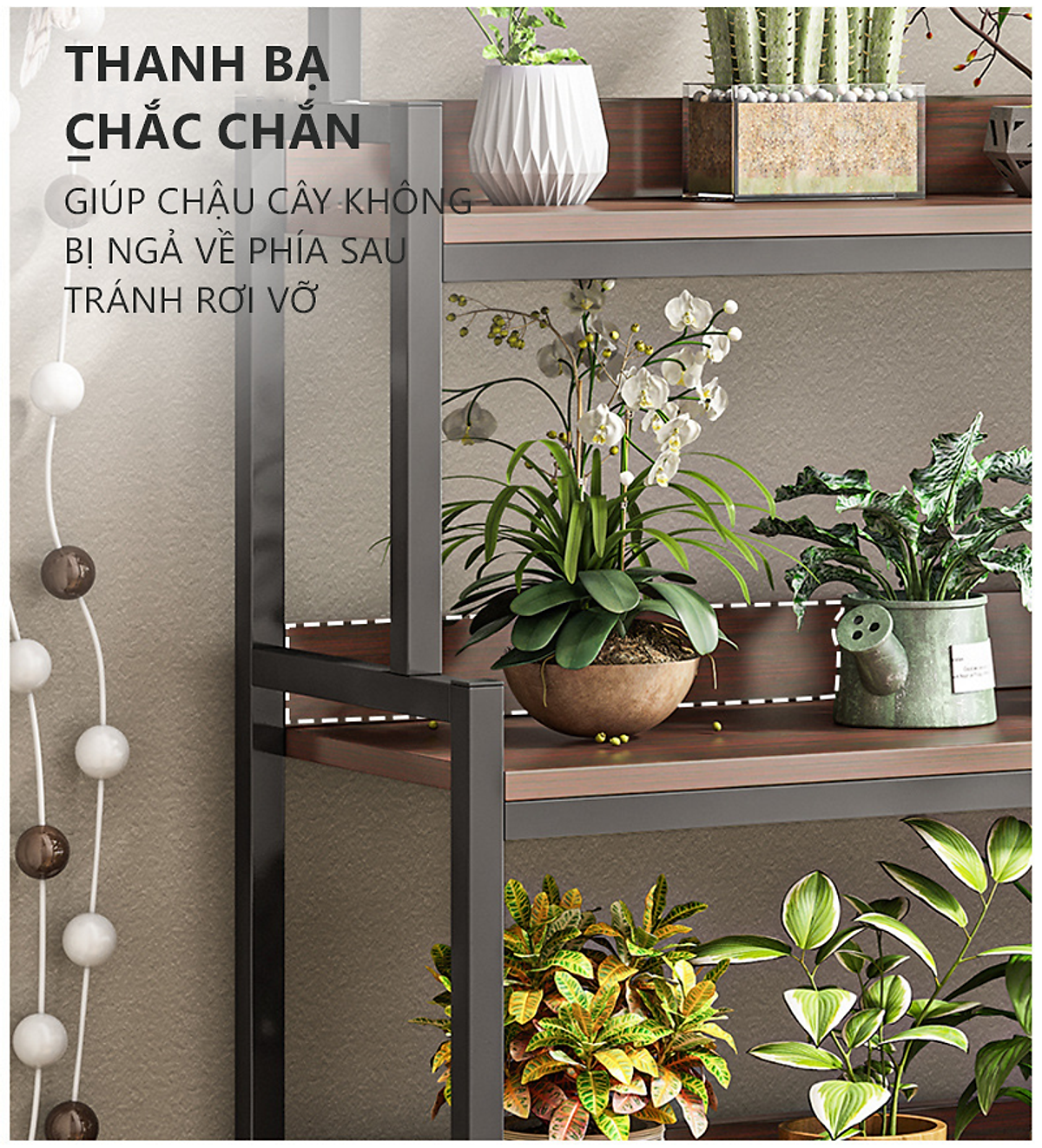 Kệ để chậu cây ban công trong nhà khung thép chống ghỉ phủ sơn tĩnh điện thương hiệu IGA - GM124