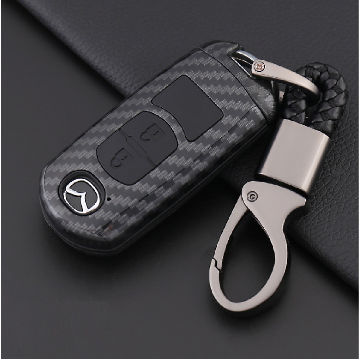 Bao da cacbon cao cấp bọc chìa khóa hãng xe Mazda