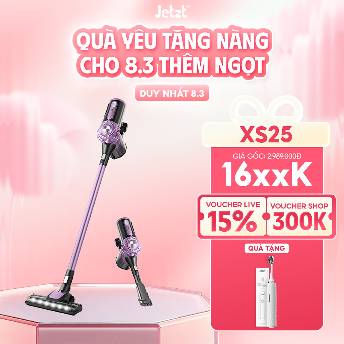 Máy hút bụi cầm tay không dây JETZT XS25, hàng chính hãng