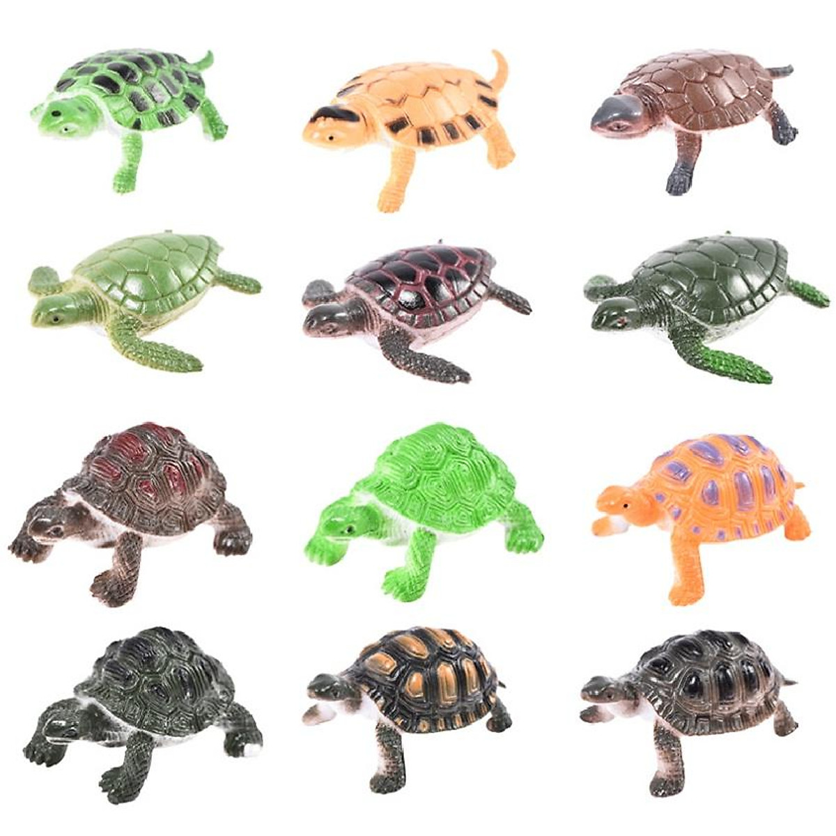 Đồ chơi 12 con Rùa Natural Turtle 5 cm mô hình đáng yêu bằng nhựa cứng