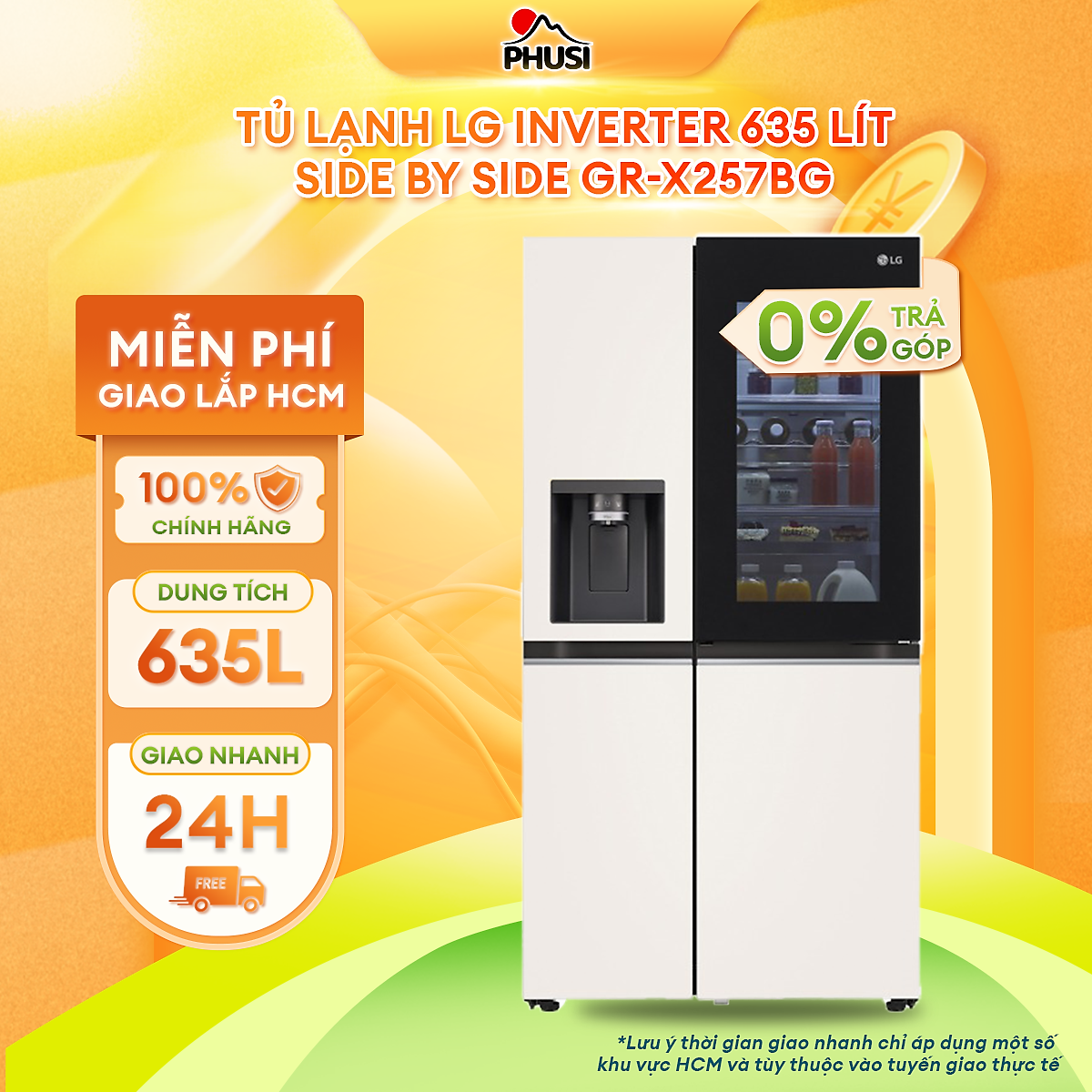 Tủ lạnh LG Inverter 635 lít GR-X257BG - Hàng Chính Hãng (Chỉ giao HCM)